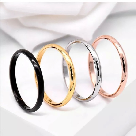 Silver Stainless Steel Stackable Band ring - Picture 2 of 4